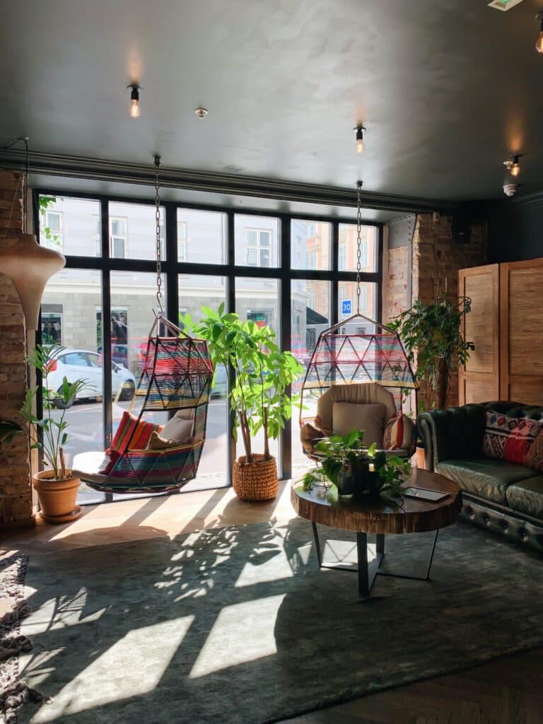 Reception area at Axel Guldsmeden Hotel in Copenhagen