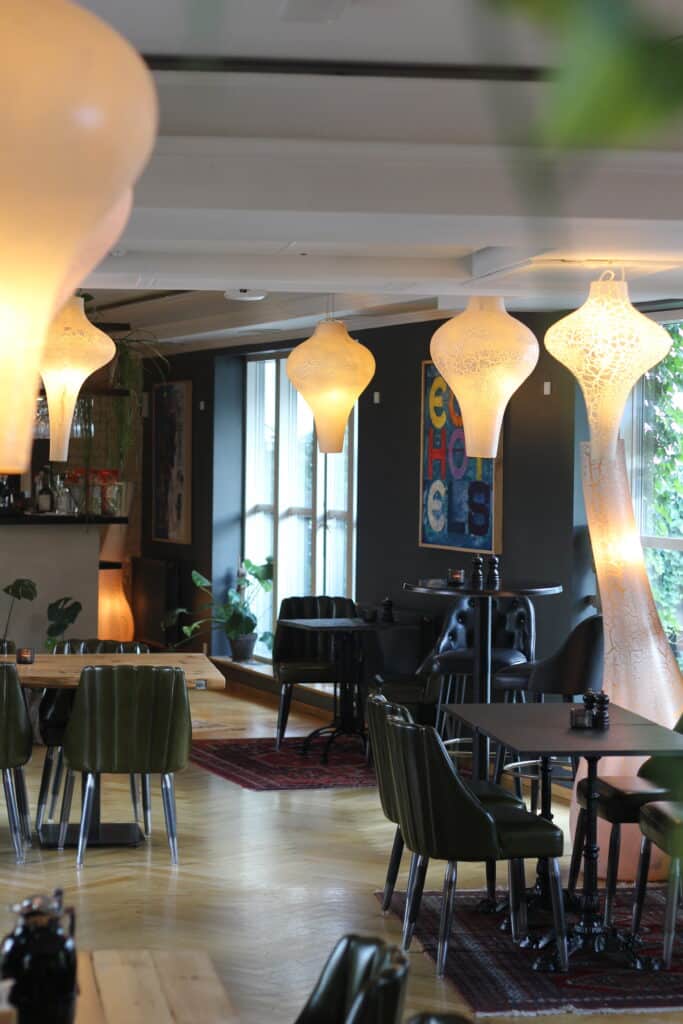 Restaurant interior at 66 Guldsmeden Hotel in Copenhagen