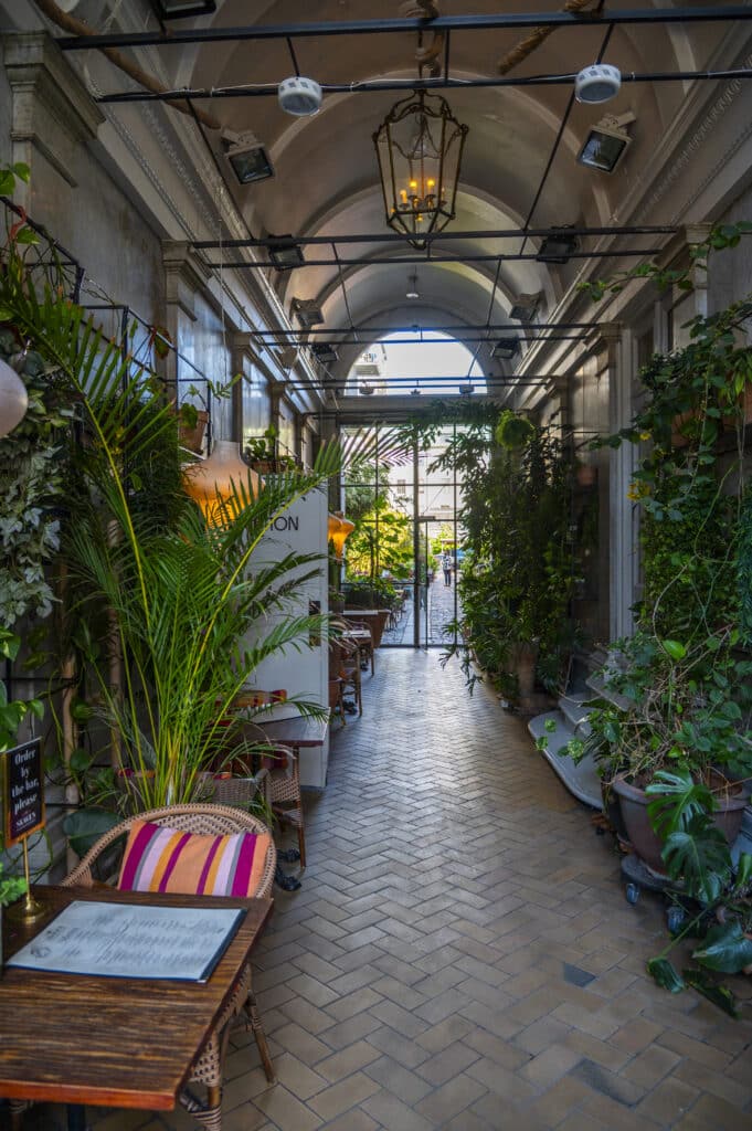 Hotel hall with plants and Nordic design at Babette Guldsmeden in Copenhagen