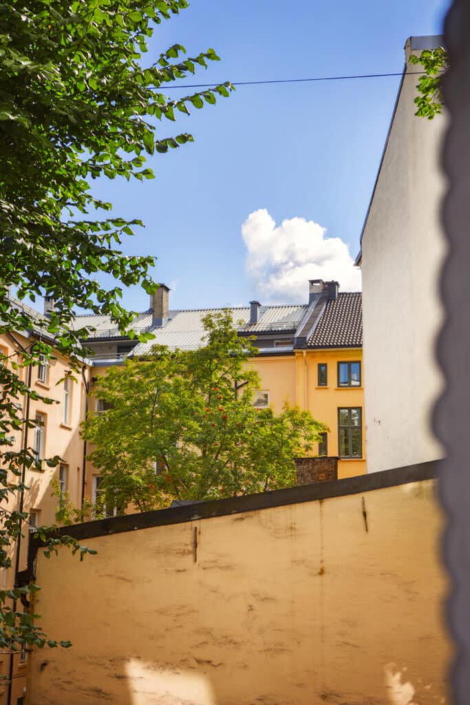 Room view overlooking the courtyard at Lulu Guldsmeden Hotel in Berlin